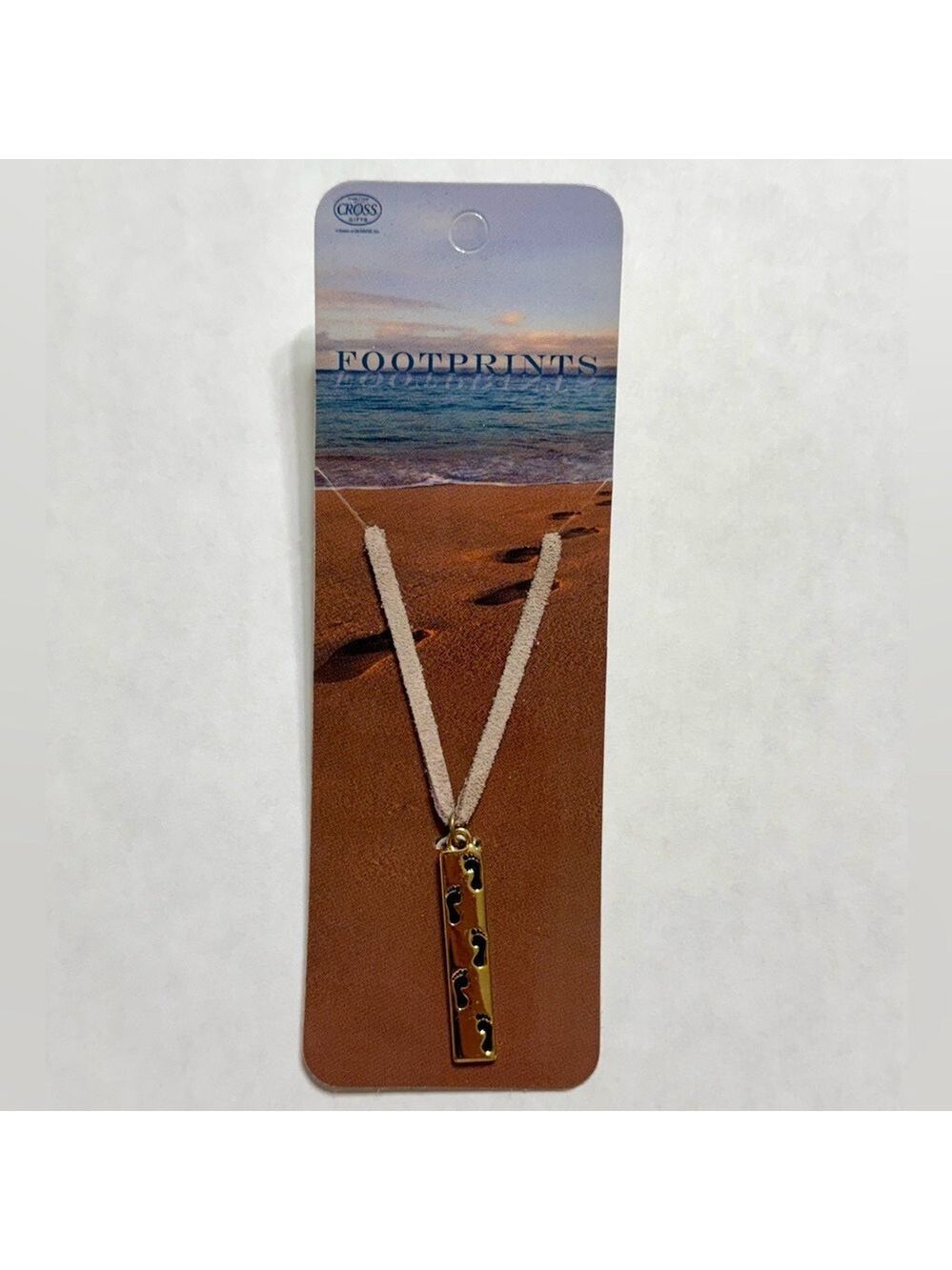 Gold Tone Footprints Pendant Suede Cord Necklace New